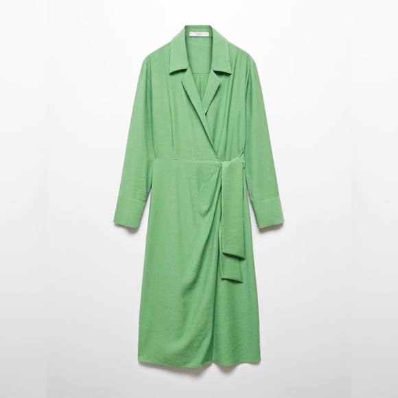 Mango green knot detail shirt dress NWT - Picture 2 of 4
